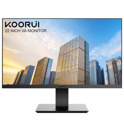 KOORUI 22 Inch Computer Monitor, FHD 1080P Desktop Display, 75HZ Ultra Thin Bezel/Eye Care/Ergonomic Tilt, HDMI VGA Ports LED Monitor for PC, VESA