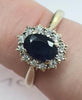 9ct White Gold Diamond + Sapphire Ring