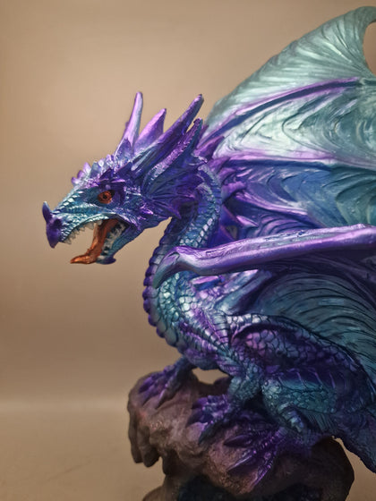 Blue Dragon stood on rock that lights up Boxed and Brand New stands 18'' High