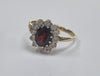 9CT GOLD GARNET RING WITH CZ STONES SIZE P