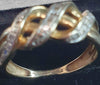 9ct Yellow Gold & Diamond Crossover Ring - Size L - 2.13g