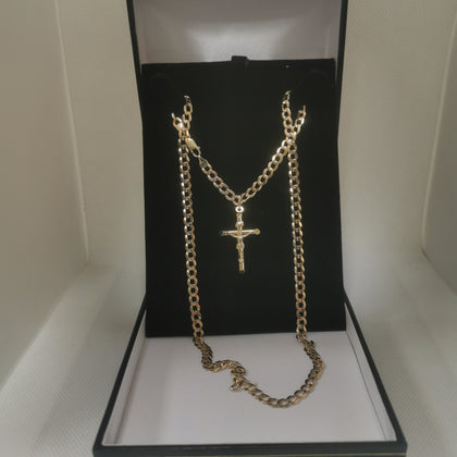 9K Gold Chain with Cross Pendant, 13.3Grams. Size: Approx. 21.5