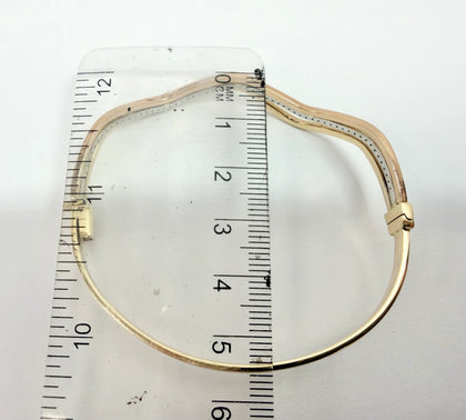 9ct White Gold, Rose Gold and Yellow Gold Cubic Zirconia Bangle
