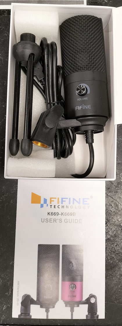 fi fine FIFINE USB Condenser Microphone with Gain Knob,Metal Recording Mic for Home Studio,Podcasting,Voice-over,Laptop,Windows -K669