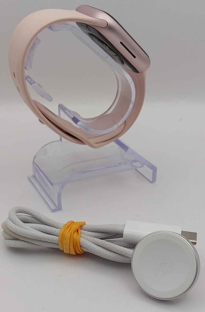 Apple Watch series 9 (cel) Starlight aluminium 41mm with pink strap & charger unboxed