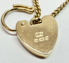 9ct yellow gold curb link bracelet with heart clasp with safety chain 7"