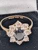 9ct Yellow Gold Cubic Zirconia And Sapphire Cluster Ring - 2.63 Grams - Size R