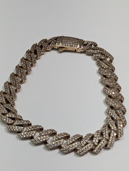 9ct Gold H Link Bracelet  With Stones