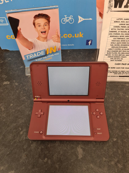 NINTENDO DSI XL BURGUNDY WITH CHARGER AND 2 GAMES LEIGH STORE.