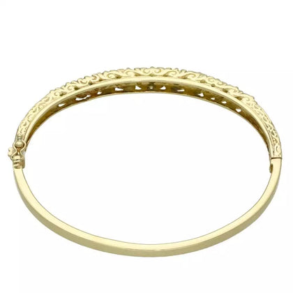 Ladies 9ct Yellow Gold Diamond & Blue Sapphire Bangle