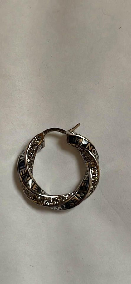 925 Silver Plated VIVIENNE WESTWOOD Rozalia Hoops Earrings Black With White Crystals.