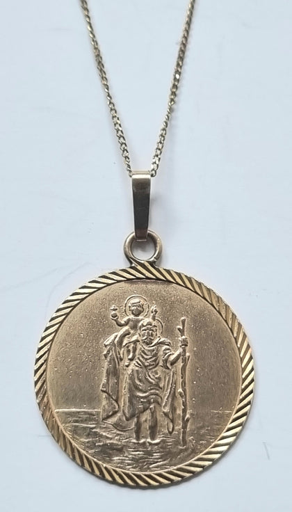 9ct gold chain with st christopher