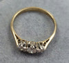 18ct Gold Diamond + Plating 3 Stone Ring Size "L1/2"