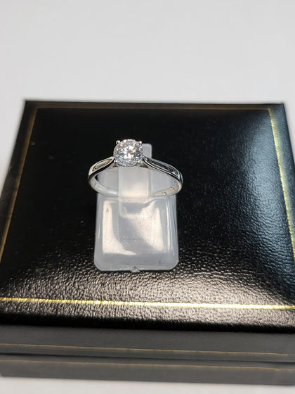 9ct White Gold Solitaire Ring with 0.50ct Diamond - Size J - 1.57g total. Hallmarked & Stamped