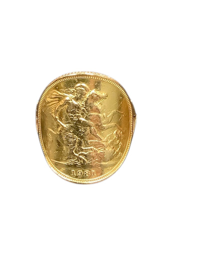 1981 Bent-Over Full Sovereign Ring - 9.74g total