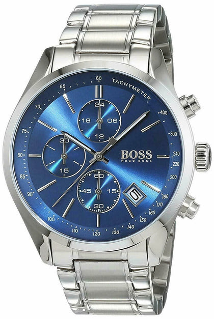 Hugo Boss HB1513478 Grand Prix Mens Blue Dial Stainless Chrono Watch