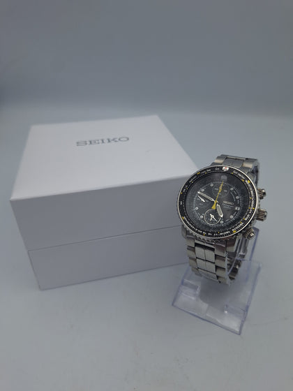 Seiko pilot flightmaster chronograph 7T62-0EBO quartz mens watch with original box