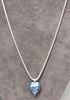 Jens J Aagaard large blue glass heart pendant & Sterling Silver Snake Chain