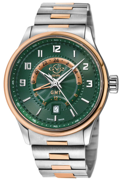 Gv2 - Giromondo Swiss Quartz Green Dial Stainless Steel Watch - Gold