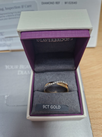 9ct yellow gold & White gold Diamond Ladies Wedding Ring