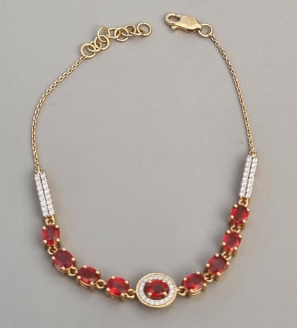 18ct Gold Diamond/Fire Opal Tennis Bracelet by lorique