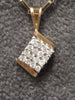 9ct Yellow Gold Rectangle Link Chain & Clear Gemstone Pendant