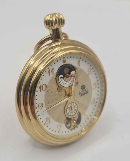 Royal London Mechanical Gold Pocket & Desk Watch With Moonphase, Unboxed