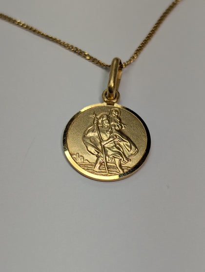 9ct Gold St Christopher Pendant & Chain