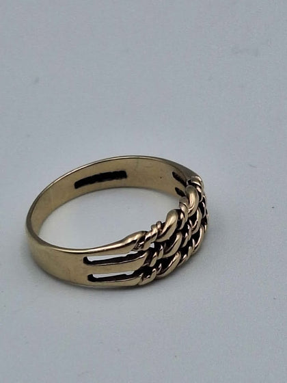 9ct Flat Keeper Ring Yellow Gold Unisex Ring - Size O - 2.34 Grams