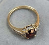 9ct Gold Ring with Red/clear Stones Size "O"