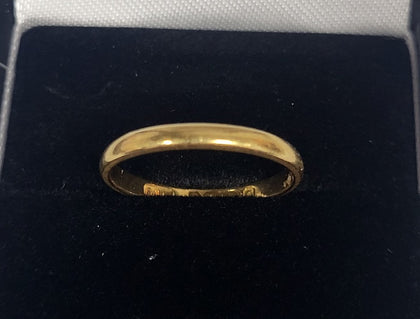 22ct Yellow Gold Band Ring - 1.90G - Size L - Hallmarked