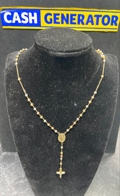 14ct Gold 2 Colour Rosemary Beads Necklace 6.33g 18
