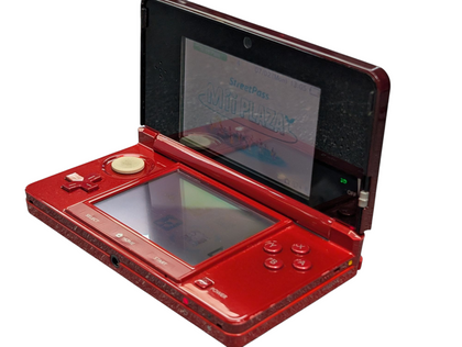 RED NINTENDO 3DS CONSOLE WITH OFFICIAL