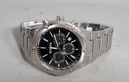 Bulova Classic Men's Black Dial & Stainless Steel Bracelet Watch