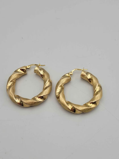 Pair Of 9ct Yellow Gold Twist Hoop Earrings - 6.03 Grams