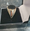 9ct Yellow Gold Ring with Onyx Stone - Size V