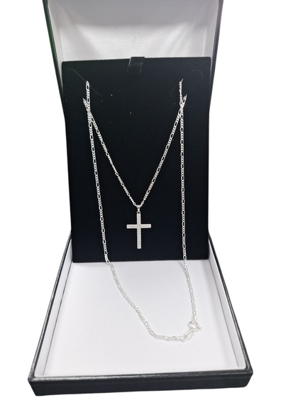 NEW OTHER SILVER CROSS WITH CHAIN ,WEIGHT 7.6G ,LENGHT 24