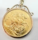22ct Gold Full Sovereign 1911 With 9ct Mount And Belcher Chain 20