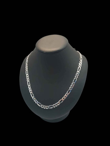 925 Sterling Silver 1-In-3 Figaro Chain Necklace - 20