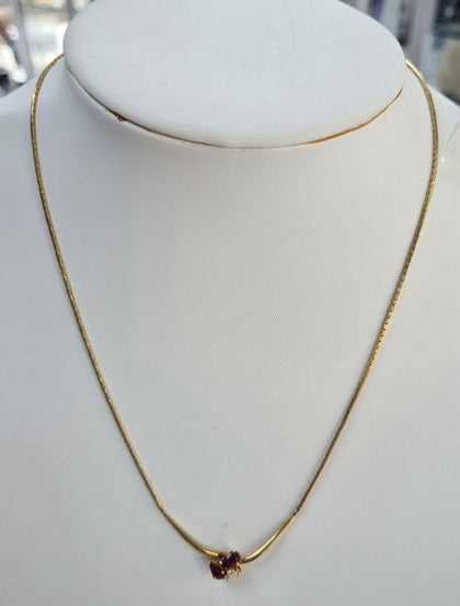 18ct gold diamond and ruby necklace