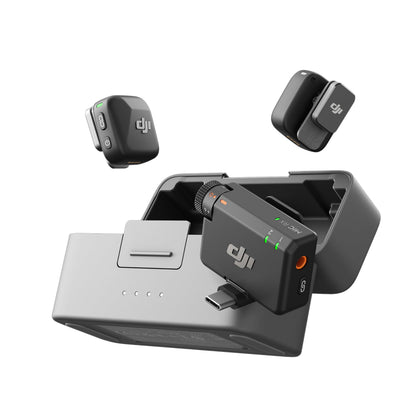 DJI Mic Mini (2 TX + 1 RX + Charging Case), Wireless Lavalier Microphone, Detail-Rich Audio, 48h Use, Noise Cancelling, Automatic Limiting, Bluetooth