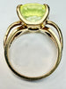 9ct gold ring with large lime green stone size M