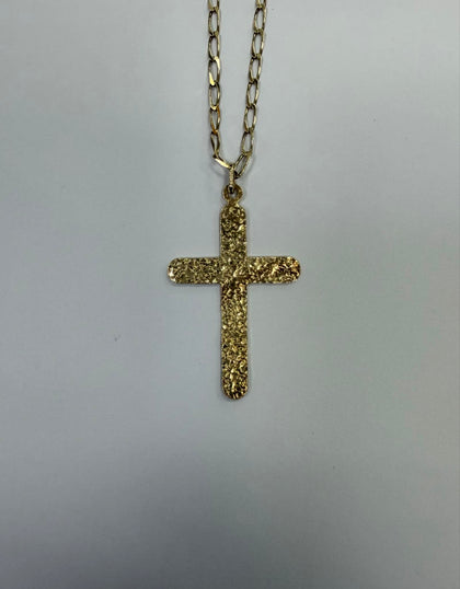 9ct Yellow Gold Chain & Cross Pendent, 28