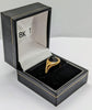750 HALLMARKED 18CT, YELLOW GOLD, RING WITH BLACK STONE, SIZE: T/9.5. 6.7G, BOXED