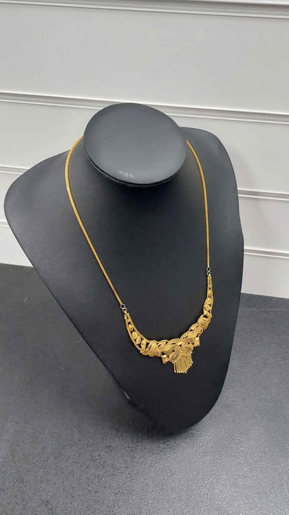 22K 916 YELLOW GOLD, LARGE PENEDANT NECKLACE, BASIC CHAIN, 20