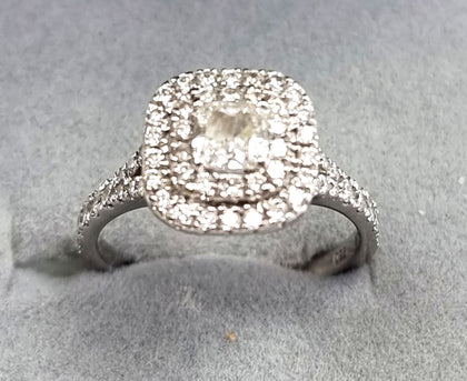 18 ct White Gold Halo Forever Diamond Ring Size N