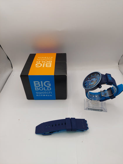 Swatch SR1130SW Blue Quartz Watch Boxed