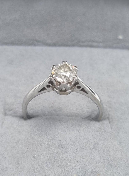 18CT WHITE GOLD DIAMOND RING 0.50CT SIZE M
