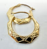 9ct yellow gold patterned Creole Hoop Earrings
