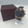 **BRAND NEW** Accurist 7353 men's rose gold/black chronograph watch with genuine black leather strap BOXED